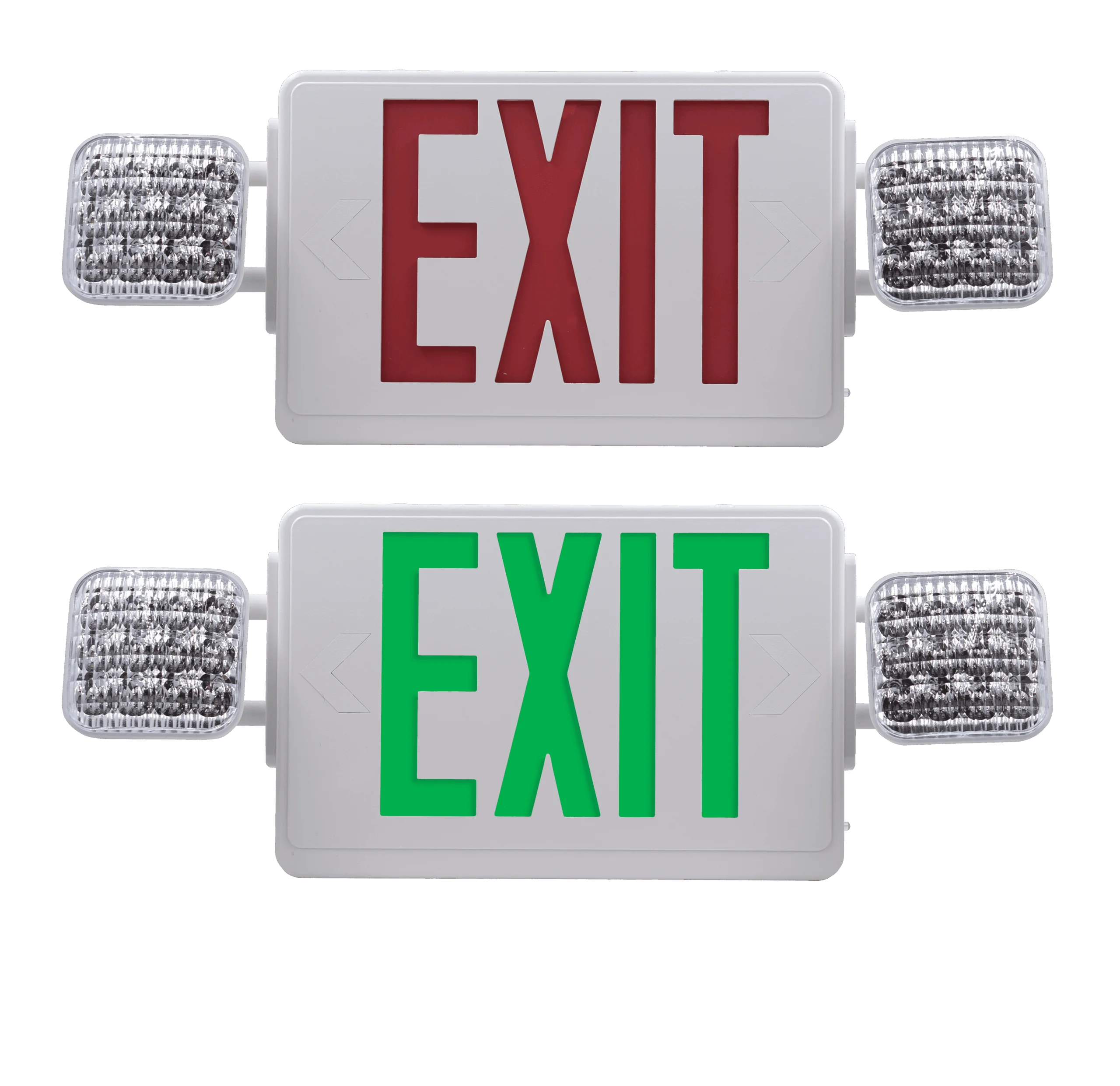 RED/GREEN LED Exit Sign & Emergency Light Combination with Remote