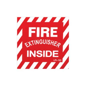 4" x 4" Fire Extinguisher Inside Sign Self-adhesive Vinyl - BL105 (10 pieces per pack)