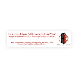 NYC Fire Code Sign Self-adhesive Vinyl (10 pieces per pack)