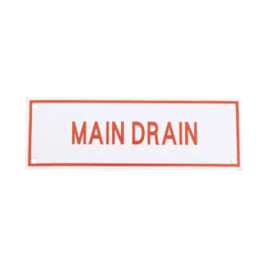 Main Drain Aluminum Sign 6" x 2" - A161 (10 pieces per pack)