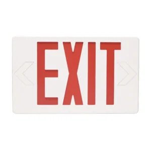 RED LED Exit Sign with Battery Backup Universal Mount White Housing