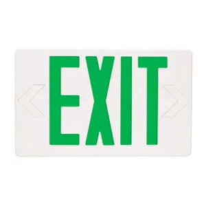 GREEN LED Exit Sign with Battery Backup Universal Mount White Housing