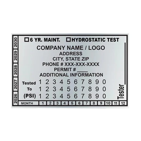 Hydrotest Labels