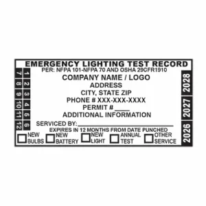 Emergency Lighting Test Label, Custom (100 labels per roll)