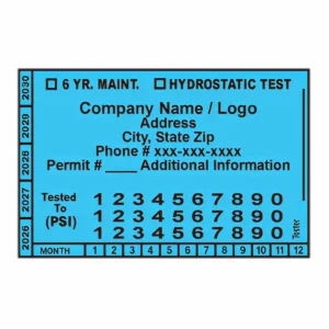 Custom 6 Year Standard Hydrotest - Blue (500 labels per roll)