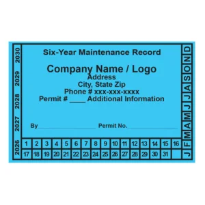 Custom 6 Year Maintenance Blue (500 labels per roll)